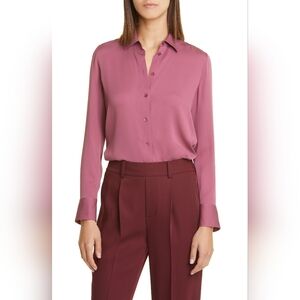 Vince Mauve Slim Silk Blouse